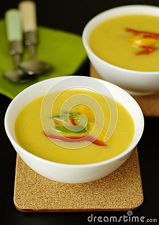 Warm autumn soup Stock Photo