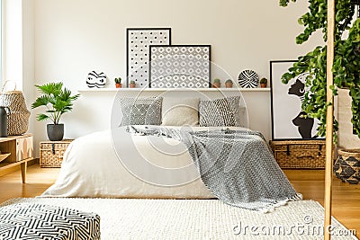 Warm bedroom interior Stock Photo