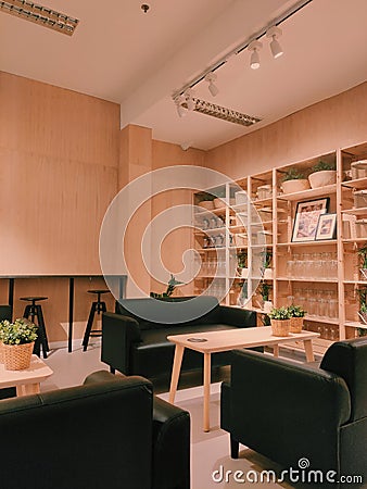 Warm cafeteria interior, IKEA Cafetaria, Sentul, Bogor Editorial Stock Photo