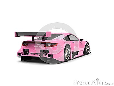Warm candy pink modern super sports car - rear view Stock Photo