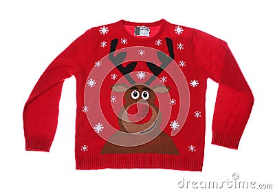 Warm Christmas sweater on white background Stock Photo