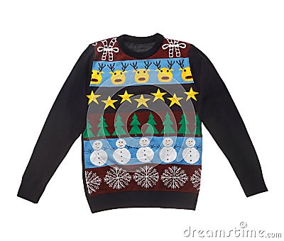 Warm Christmas sweater on white background Stock Photo