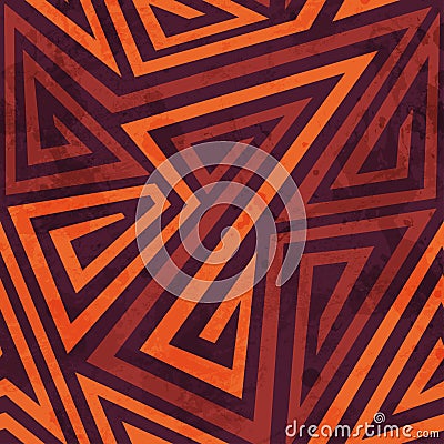 Warm color tribal seamless pattern with grunge effect Vector Illustration
