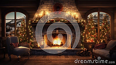 warm cozy holiday Cartoon Illustration