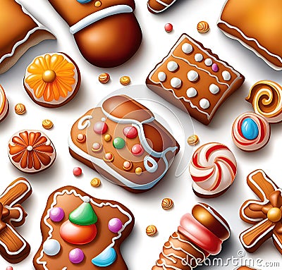Warm and delicious homemade Christmas gingerbread, a festive treat for Christmas. Cartoon Illustration
