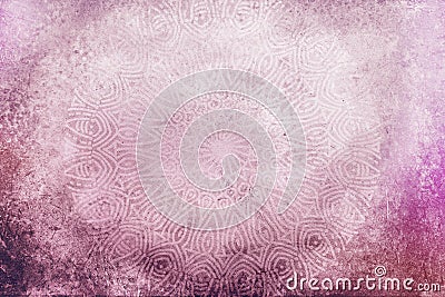 Warm earthy, light pastel rose pink textured watercolor background with mandala Stock Photo