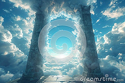 Warm and feel good heaven gate. Generative AI Stock Photo