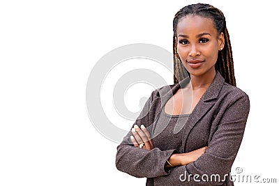 Warm, friendly, beautiful cheerful african american executive business woman at the workspace office Stock Photo