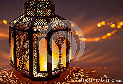 the warm glow of a traditional Ramadan lantern, the cultural significance of Muslim lanterns. Cartoon Illustration