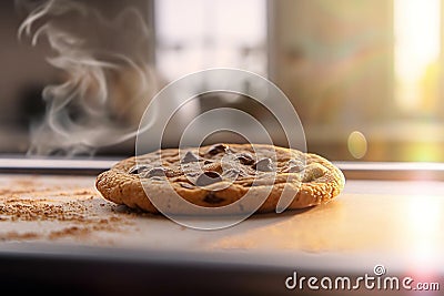Warm and Gooey Chocolate Chip Cookie Stock Photo