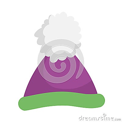 Warm hat with pom pon accessory icon Vector Illustration