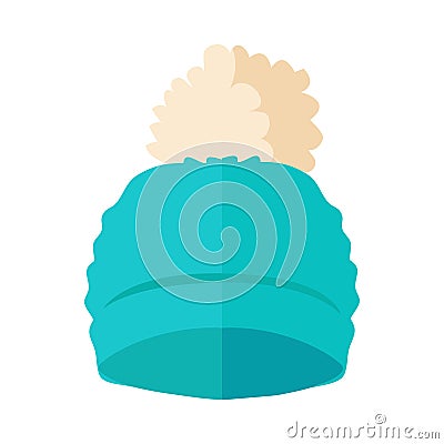 Warm Hat with Pompon Flat Design Illustration Vector Illustration