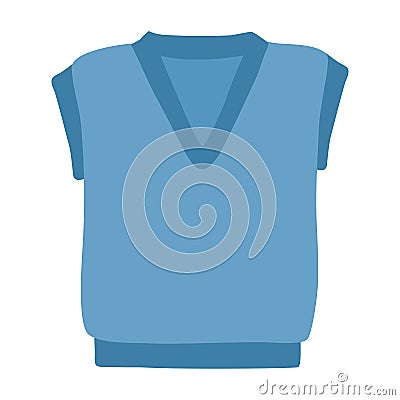 Warm knitted blue vest, autumn or winter clothes element, vector Vector Illustration