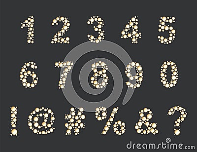 Warm light hole font numbers Vector Illustration