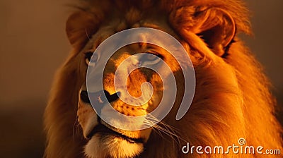 Lion portrait at sunset Stock Photo