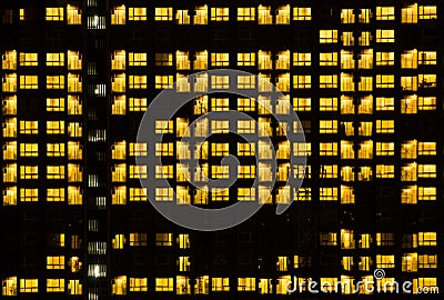 Warm Night Light Building pattern Stock Photo