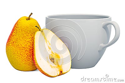 Warm pear drink with fresh pears, 3D rendering Stock Photo