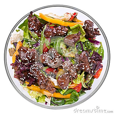 Warm salad with chicken liver Stock Photo