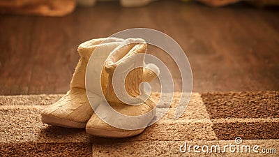 Warm slippers. Ugg boots. Stock Photo