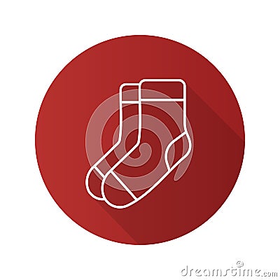 Warm socks flat linear long shadow icon Vector Illustration