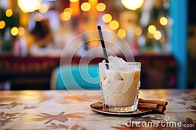 warm spiced rum next to an icy pia colada Stock Photo