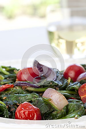 Warm Spinach Salad Stock Photo