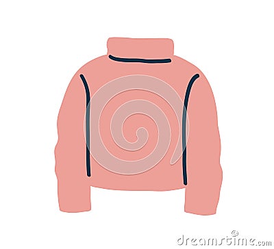 Warm turtleneck sweater. Knitted winter clothes, front view. Casual woolen apparel with sleeves. Modern women garment Vector Illustration
