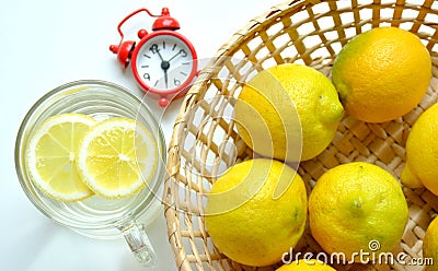 Warm water and lemon for breakfast Stock Photo