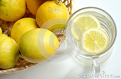 Warm water and lemon for morning breakfast Stock Photo