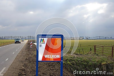 Warm welcome in Maasdriel on gray, cold winter day Editorial Stock Photo