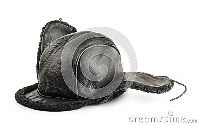 Warm winter earflaps hat Stock Photo