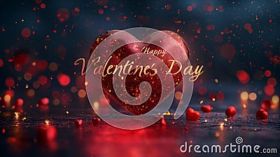 Warm wishes for a Happy Valentine's Day. - Bright Red Heart with the Magic of the Words 'Happy Valentine's Day Stock Photo