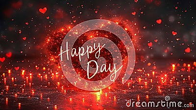 Warm wishes for a Happy Valentine's Day. - Bright Red Heart with the Magic of the Words 'Happy Valentine's Day Stock Photo