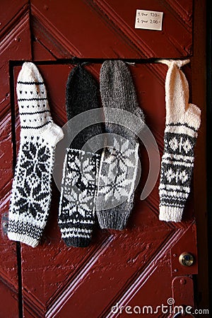 Warm Wool Hand Knit Socks Stock Photo