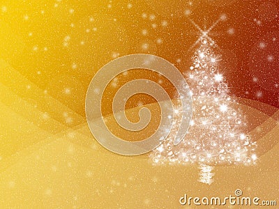 Warm yellow and orange winter holidays background, with white Christmas tree and copyspace Stock Photo