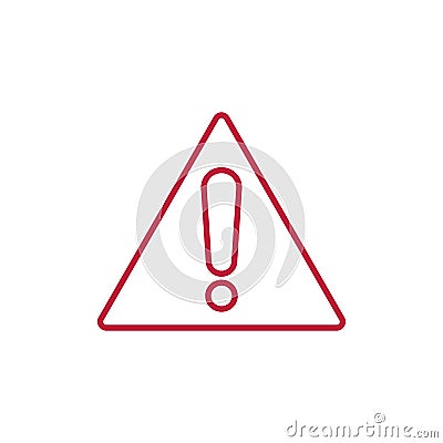 Warning attention line icon, outline vector sign, linear style pictogram isolated on white. Exclamation mark triangle symbol, logo Cartoon Illustration