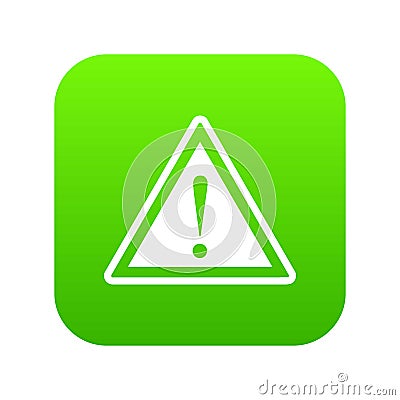 Warning attention sign with exclamation mark icon digital green Vector Illustration