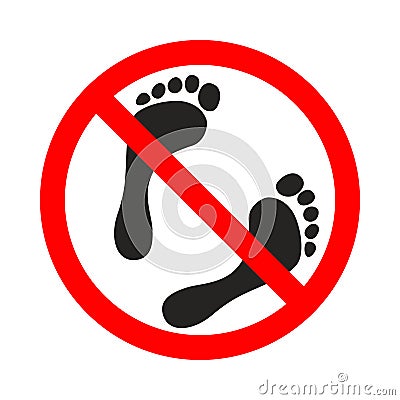 Warning banner no bare feet Cartoon Illustration