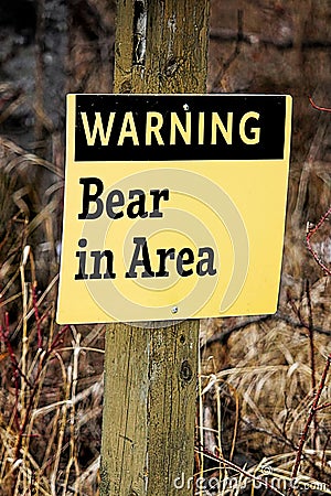 Warning Bear in Area sign Stock Photo