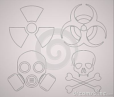 Warning biohazard icons. Line style sign illustration. Vector Illustration