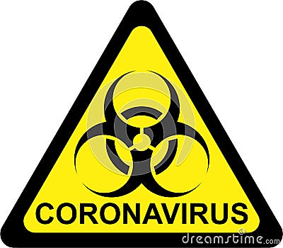 Warning biohazard sign with CORONAVIRUS text Stock Photo