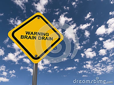 Warning brain drain traffic sign Stock Photo