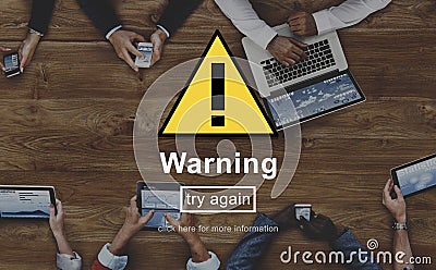 Warning Caution Danger Caveat Protection Technology Concept Stock Photo