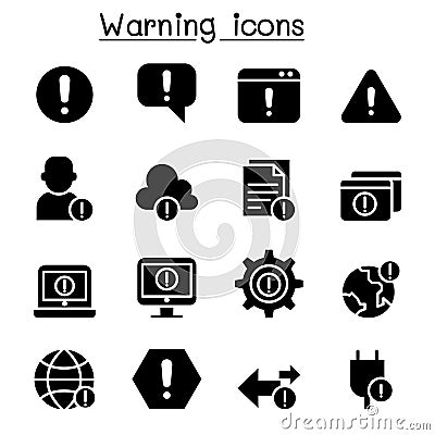 Warning, Caution, Danger , Notification icon set Vector Illustration