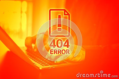 Warning caution 404 page not found error system warning on problem computer network or firewall protection for cyber threat attack Stock Photo
