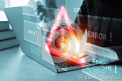 Warning caution 404 page not found error system warning on problem computer network or firewall protection for cyber threat attack Stock Photo