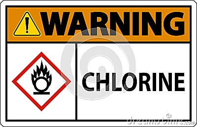 Warning Chlorine Oxidizer GHS Sign On White Background Vector Illustration