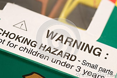 Warning: Choking Hazard Stock Photo