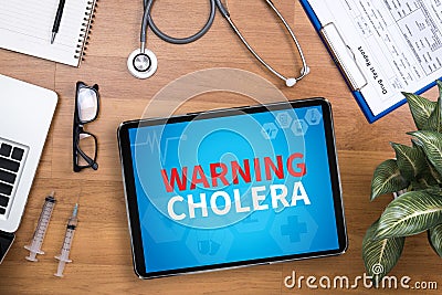 WARNING CHOLERA Stock Photo