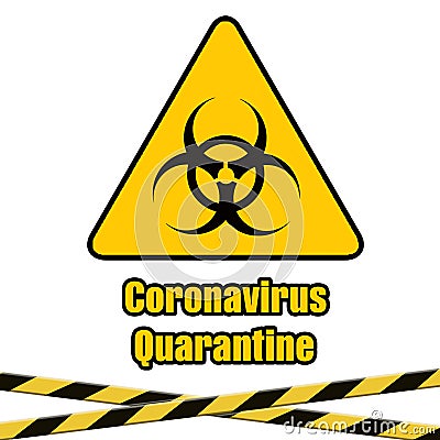 Warning coronavirus quarantine yellow and black stripes tape on white background, tapes hazard quarantine, coronavirus caution Cartoon Illustration